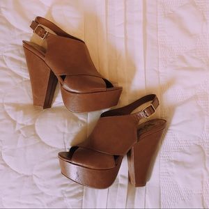 COGNAC CHUNKY HEELS
